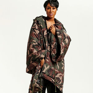 Oversized Camouflage Hooded Coat